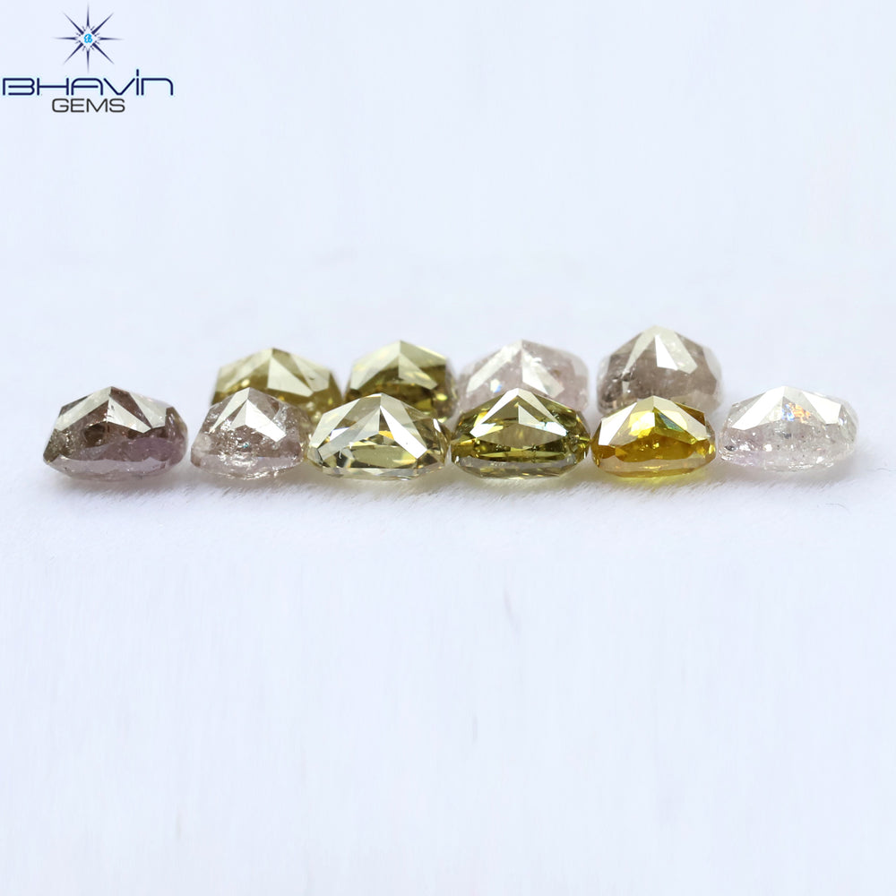 1.97 CT/10 Pcs Cushion Shape Natural Diamond Mix Color I1 Clarity (3.65 MM)