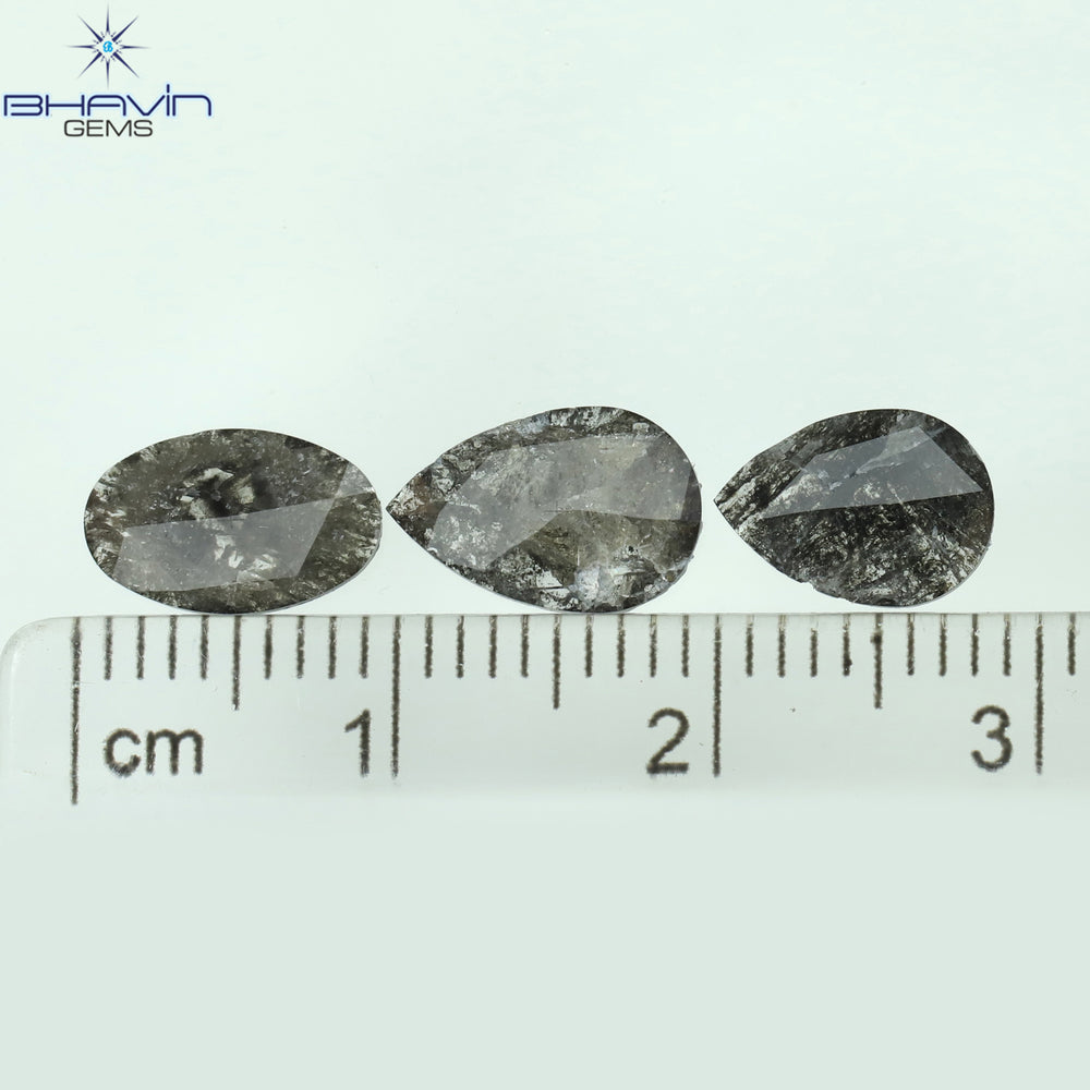 1.54 CT/3 Pcs Mix Slice Shape Natural Diamond  Salt And Pepper Color I3 Clarity (9.82 MM)