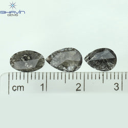 1.54 CT/3 Pcs Mix Slice Shape Natural Diamond  Salt And Pepper Color I3 Clarity (9.82 MM)