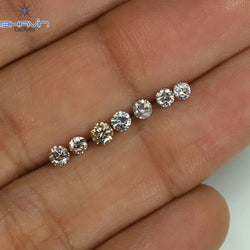 0.56 CT/7 Pcs Round Shape Natural Loose Diamond Brown Pink (Argyle) Color VS2 Clarity (3.20 MM)
