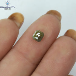 0.68 CT Radiant Shape Natural Loose Diamond Gray Yellow Color I3 Clarity (5.12 MM)