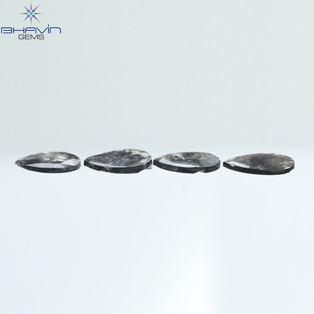 0.92 CT スライス形状 天然ダイヤモンド ソルト アンド ペッパー カラー I3 クラリティ (10.75 MM)