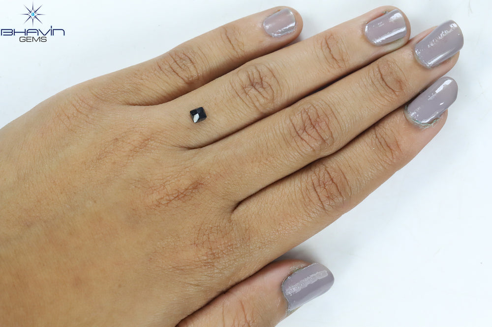 0.35 CT Cushion Shape Natural Diamond Black Color Opaque Clarity (4.08 MM)