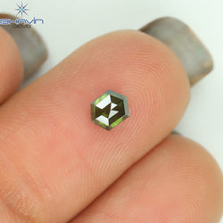 0.34 CT Hexagon Shape Natural Diamond Green Color I2 Clarity (4.56 MM)