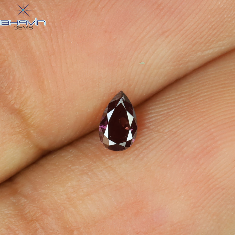 0.17 CT Pear Shape Natural Diamond Enhanced Pink Color VS2 Clarity (4.50 MM)