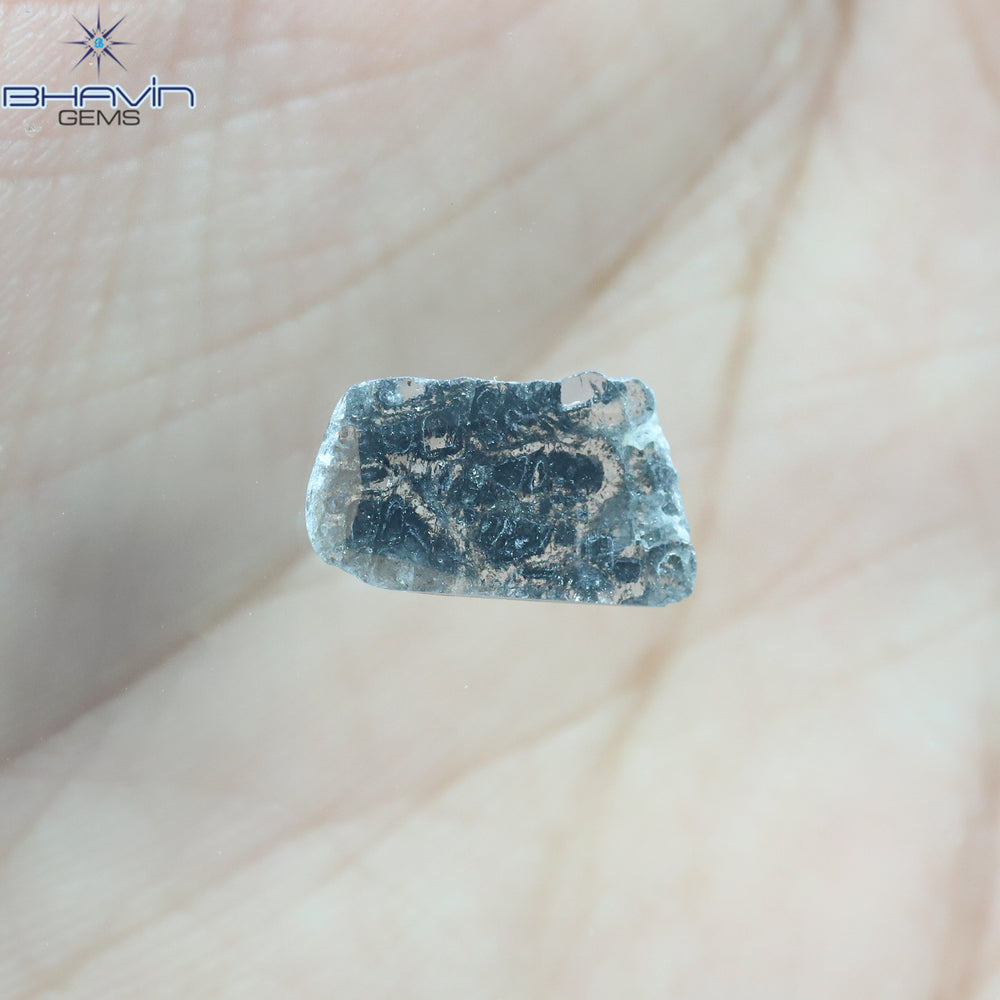 0.95 CT Slice Shape Natural Diamond Salt And Pepper Color I3 Clarity (11.56 MM)