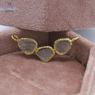 Diamond Pendant, Slice Diamond, Salt And Pepper Diamond, Yellow Gold Pendant, Bridal Necklace, Pendant