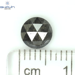 0.88 CT Round Rose Cut Shape Natural Diamond Salt And Pepper Color I3 Clarity (6.10 MM)