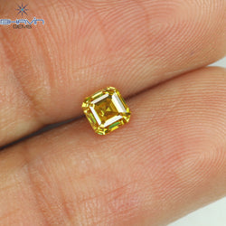 0.45 CT Asscher Shape Natural Diamond Orange Color SI1 Clarity (4.08 MM)