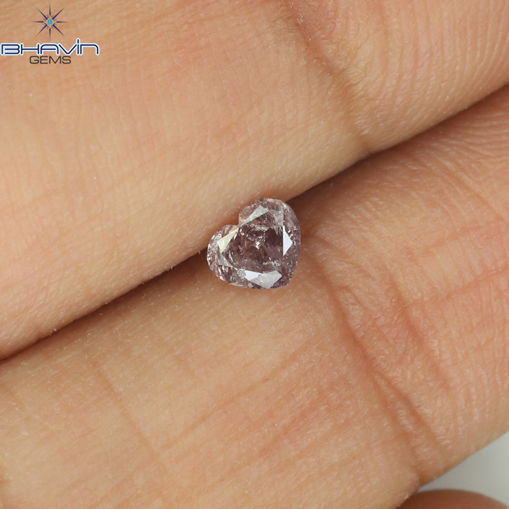 0.23 CT Heart Shape Natural Diamond Pink Color I2 Clarity (4.10 MM)