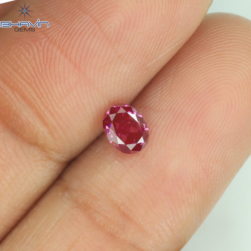 0.39 CT Oval Shape Natural Diamond Enhanced Pink Color VS2 Clarity (4.90 MM)