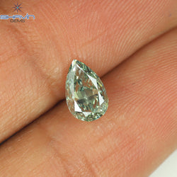 0.75 CT Pear Shape Natural Diamond Bluish Green Color VS2 Clarity (7.30 MM)