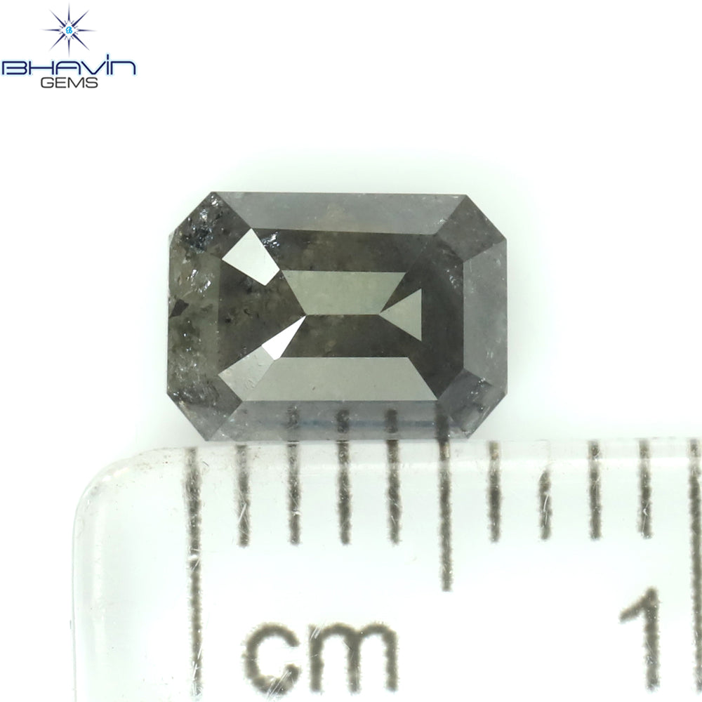 1.00 CT アッシャー シェイプ ナチュラル ダイヤモンド ソルト アンド ペッパー カラー I3 クラリティ (5.72 MM)