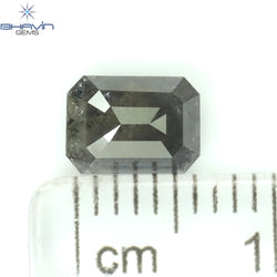 1.00 CT アッシャー シェイプ ナチュラル ダイヤモンド ソルト アンド ペッパー カラー I3 クラリティ (5.72 MM)