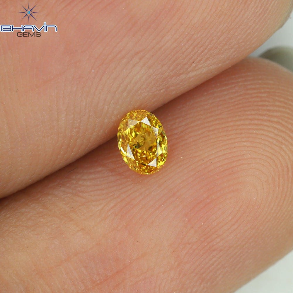 0.14 CT Oval Shape Natural Diamond Orange Color SI1 Clarity (3.87 MM)