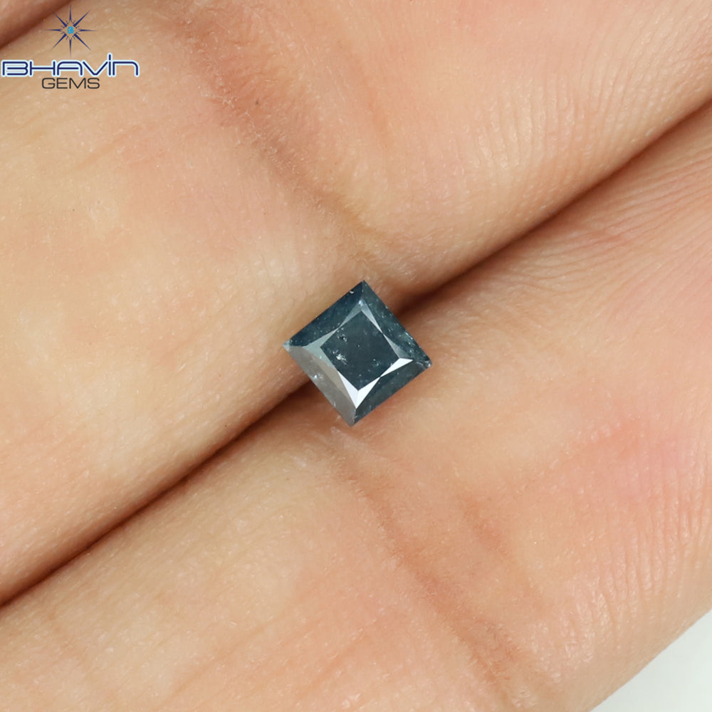 0.30 CT Princess Shape Natural Diamond Blue Color I3 Clarity (3.40 MM )