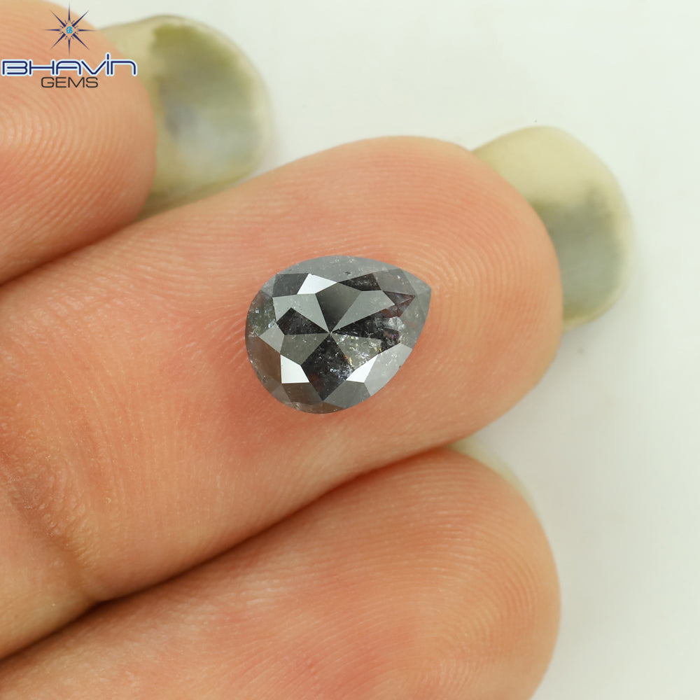1.44 CT Pear Shape Natural Loose Diamond Salt And Pepper Color I3 Clarity (7.78 MM)