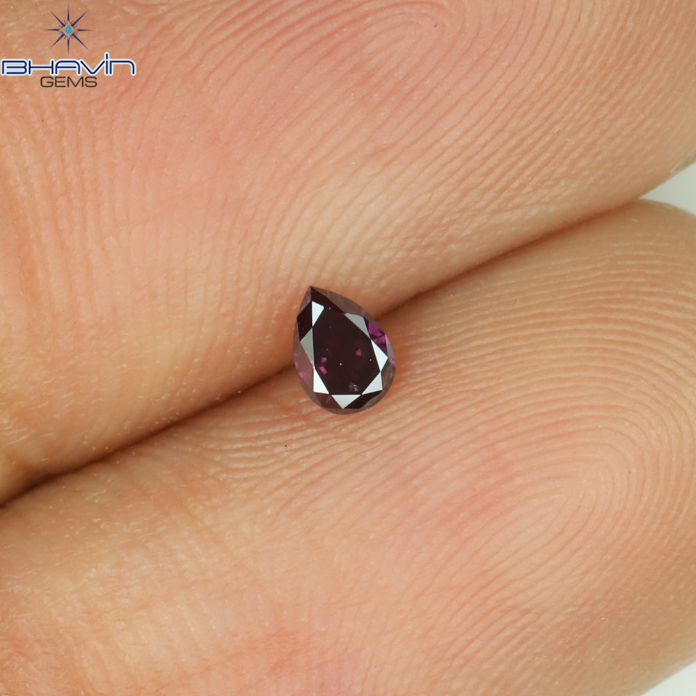 0.09 CT Pear Shape Natural Diamond Enhanced Pink Color SI2 Clarity (3.60 MM)