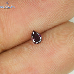 0.09 CT Pear Shape Natural Diamond Enhanced Pink Color SI2 Clarity (3.60 MM)