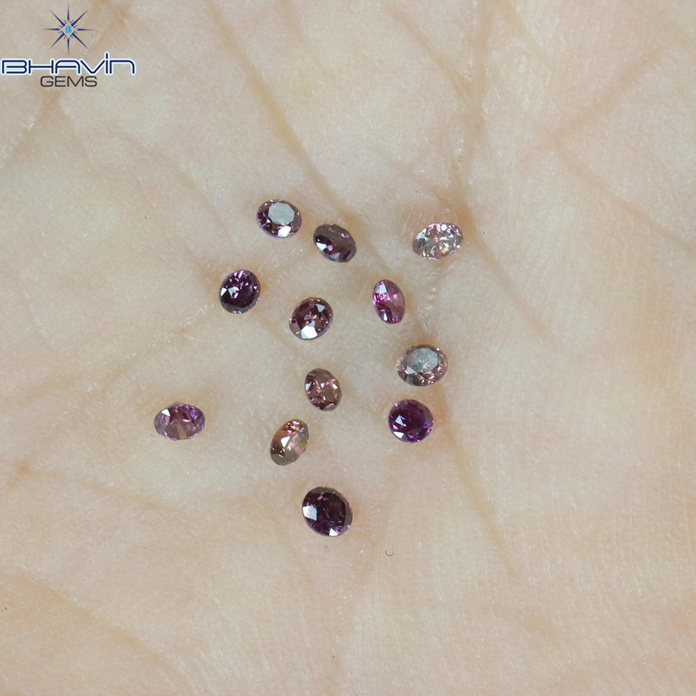 0.22 CT/12 Pcs Round Shape Natural Loose Diamond Pink Color VS-SI Clarity (1.75 MM)