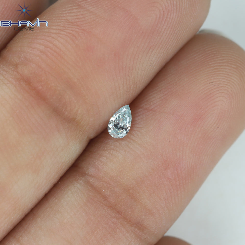 0.10 CT ペアシェイプ ナチュラル ダイヤモンド グリーンがかったブルー カラー VS1 クラリティ (3.98 MM)