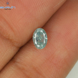 0.31 CT Oval Shape Natural Diamond Greenish Blue Color SI1 Clarity (4.95 MM)
