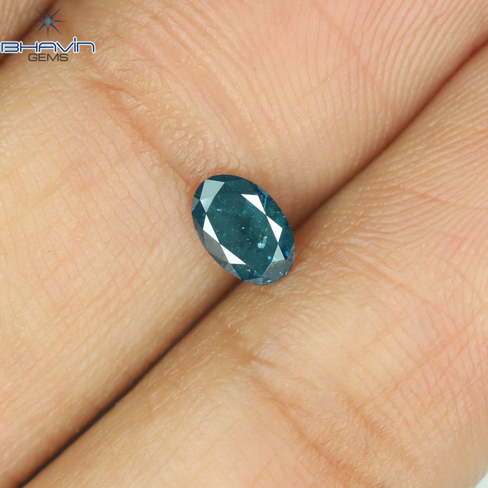 0.30 CT Oval Shape Natural Diamond Blue Color I1 Clarity (5.92 MM)