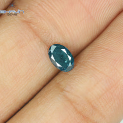 0.30 CT Oval Shape Natural Diamond Blue Color I1 Clarity (5.92 MM)