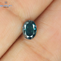 0.35 CT Oval Shape Natural Diamond Blue Color SI2 Clarity (5.10 MM)