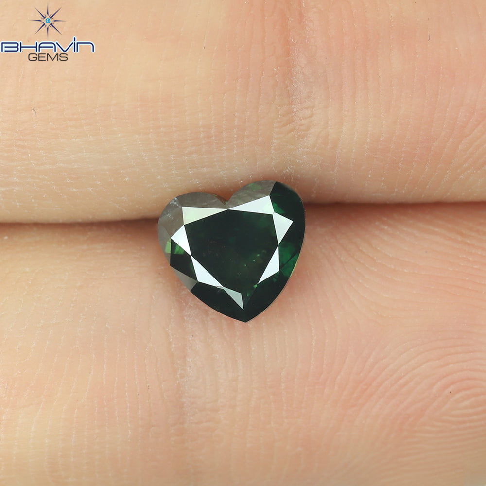 1.12 CT Heart Shape Natural Diamond Green Color SI1 Clarity (6.26 MM)