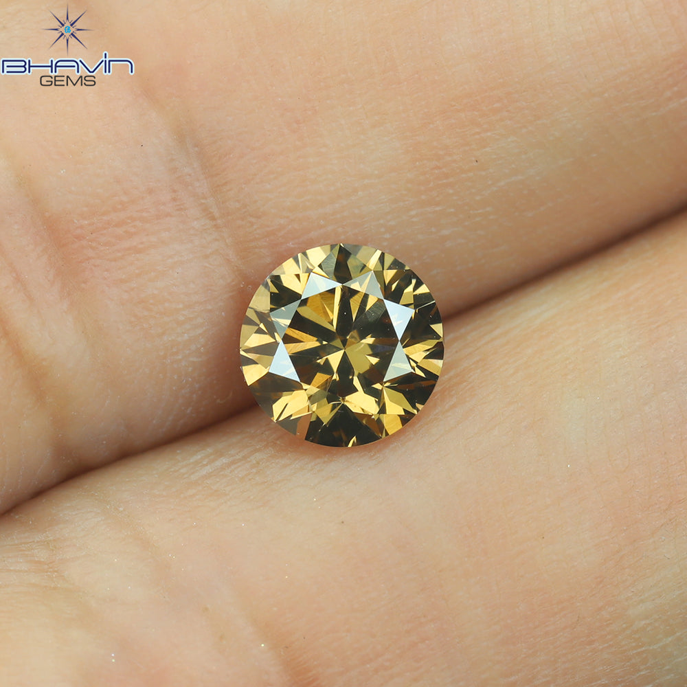 1.04 CT Round Shape Natural Diamond Brown Color SI1 Clarity (6.33 MM)