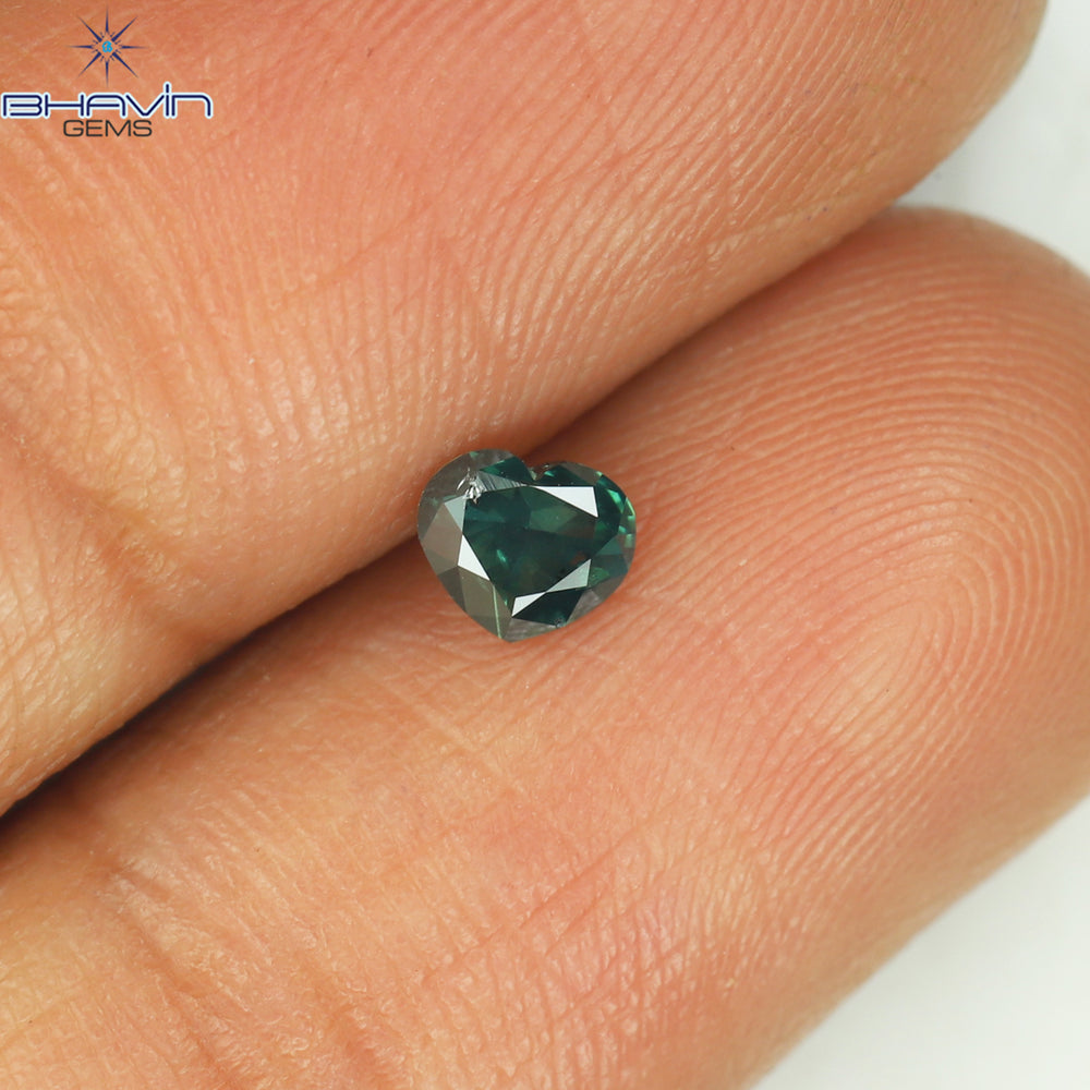 0.30 CT Heart Shape Natural Diamond Blue Color SI2 Clarity (4.34 MM)