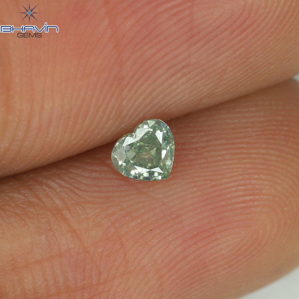 0.16 CT Heart Shape Natural Diamond Green Color SI1 Clarity (3.57 MM)