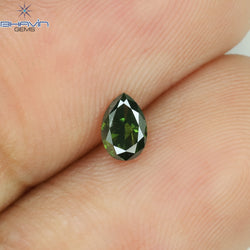 0.20 CT Pear Shape Natural Diamond Green Color I1 Clarity (4.70 MM)