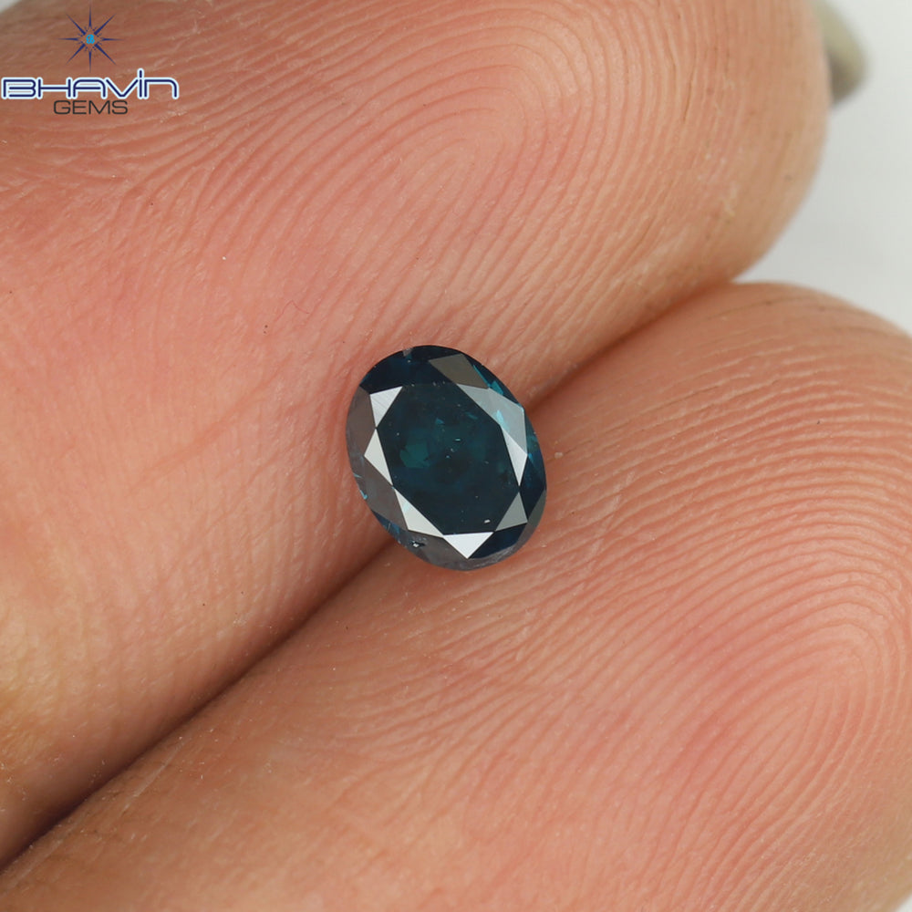 0.28 CT Oval Shape Natural Diamond Blue Color SI1 Clarity (4.63 MM)