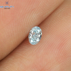 0.11 CT Oval Shape Natural Diamond Greenish Blue Color VS2 Clarity (3.60 MM)