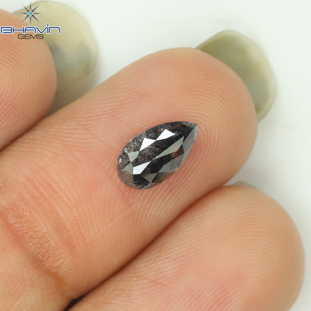 0.70 CT Pear Shape Natural Loose Diamond Salt And Pepper Color I3 Clarity (7.97 MM)