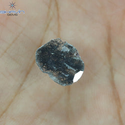1.69 CT Slice Shape Natural Diamond Salt And Pepper Color I3 Clarity (12.46 MM)