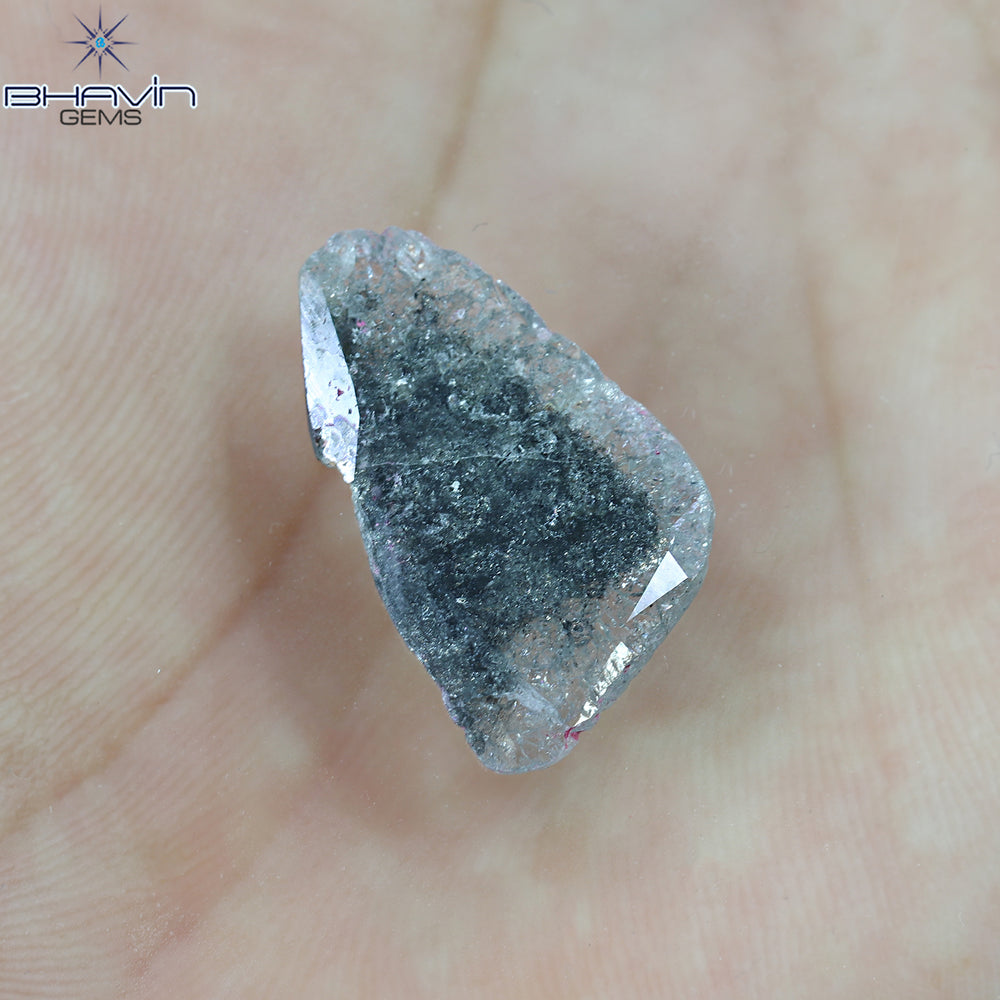 4.08 CT Slice Shape Natural Diamond Salt And Pepper Color I3 Clarity (19.63 MM)