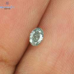 0.18 CT Oval Shape Natural Diamond Bluish Green Color VS2 Clarity (3.87 MM)
