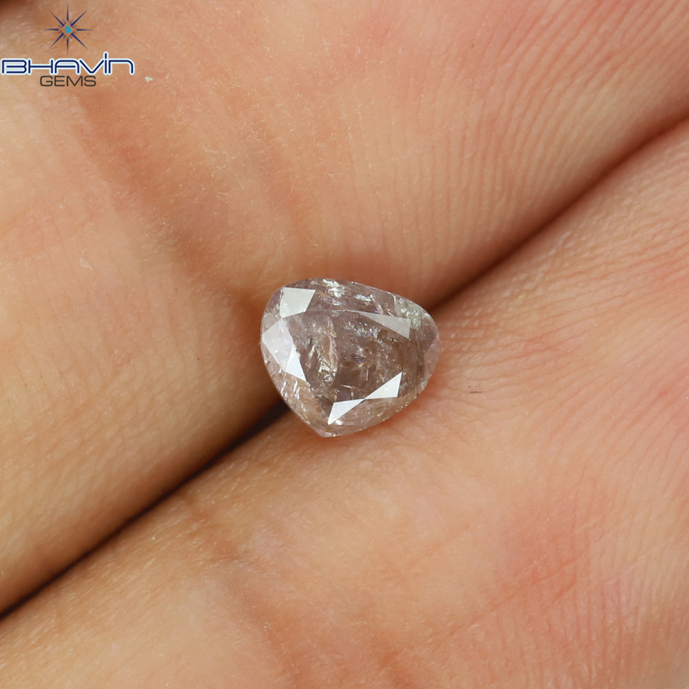 0.53 CT Heart Shape Natural Diamond Pink Color I3 Clarity (4.95 MM)