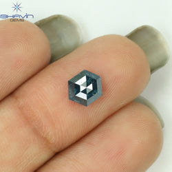 1.02 CT Hexagon Shape Natural Diamond Blue Color I3 Clarity (6.82 MM)