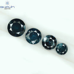 0.85 CT/4 Pcs CT, Round Diamond, Green Color, I3 Clarity