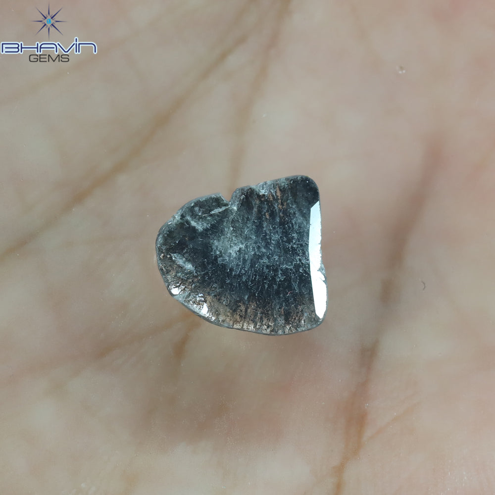 1.39 CT Slice Shape Natural Diamond Salt And Pepper Color I3 Clarity (10.77 MM)