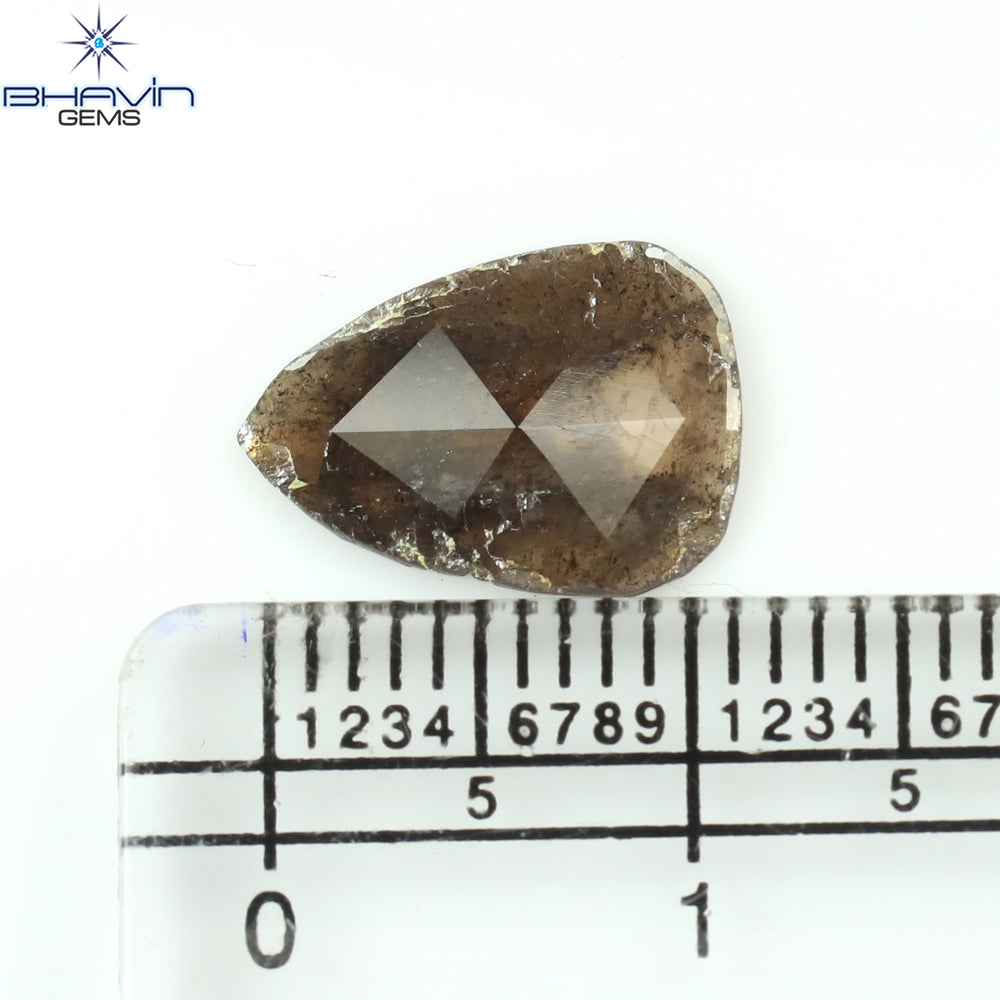 1.11 CT Pear Slice Shape Natural Diamond Brown Color I3 Clarity (12.03 MM)