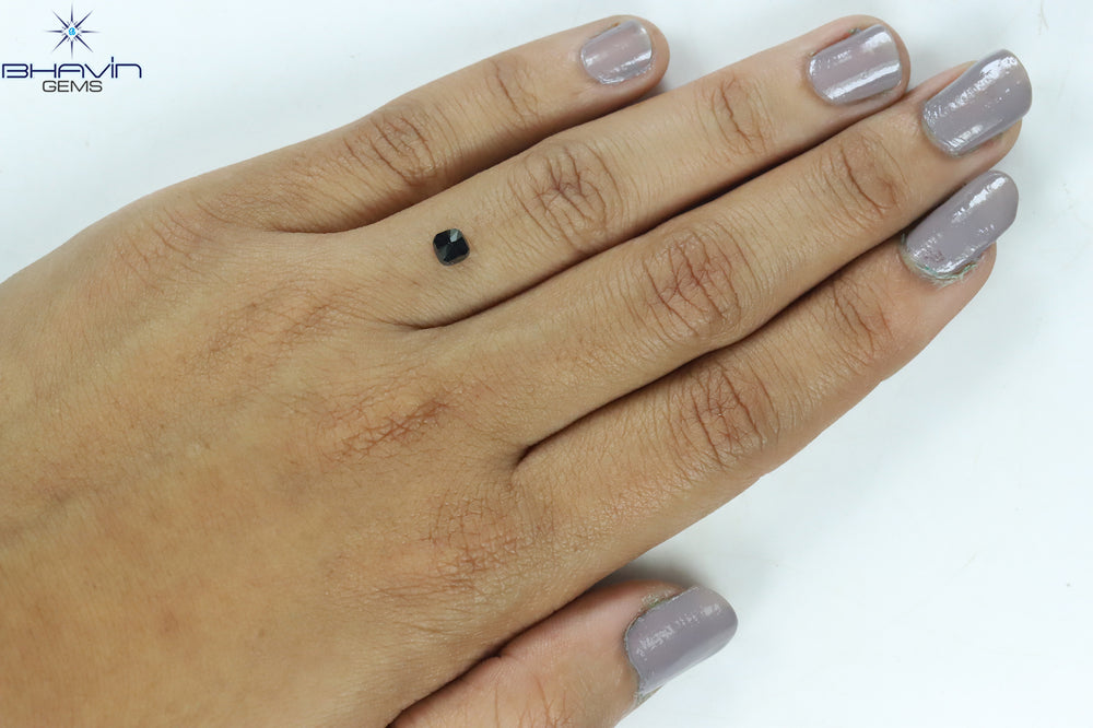 0.52 CT Cushion Shape Natural Diamond Black Color Opaque Clarity (4.40 MM)
