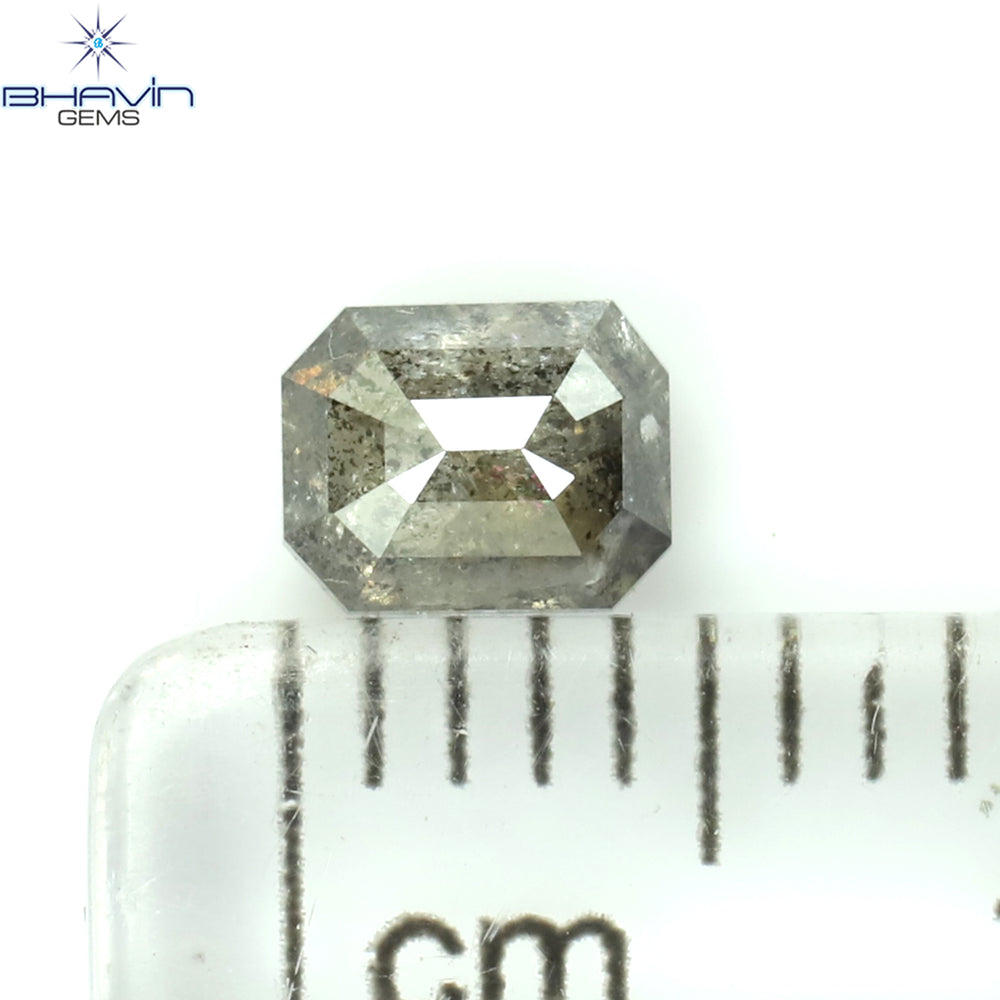 1.00 CT アッシャー シェイプ ナチュラル ダイヤモンド ソルト アンド ペッパー カラー I3 クラリティ (5.72 MM)