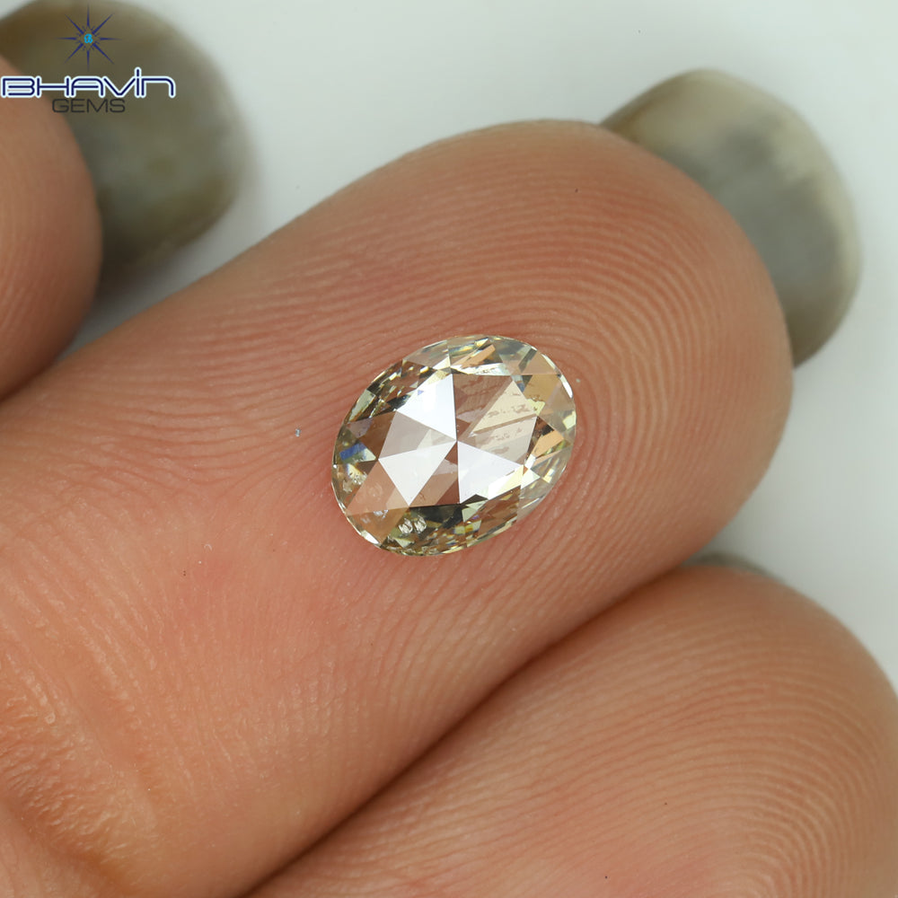 0.55 CT Rose Oval Shape Natural Diamond Brown Yellow Color SI1 Clarity (6.62 MM)