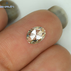 0.55 CT Rose Oval Shape Natural Diamond Brown Yellow Color SI1 Clarity (6.62 MM)