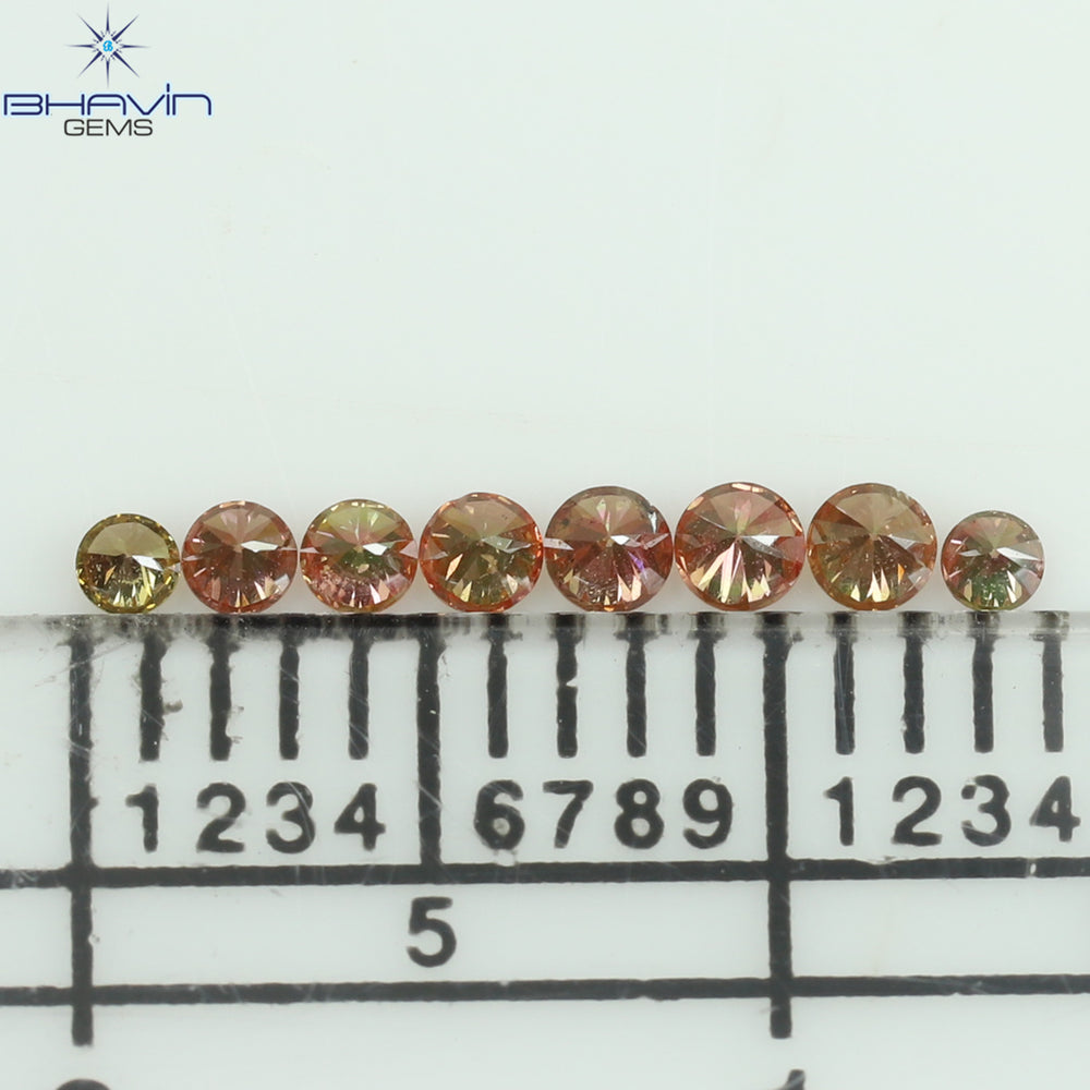 0.18 CT/8 ピース ラウンド シェイプ ナチュラル ルース ダイヤモンド ピンク カラー SI クラリティ (1.90 MM)